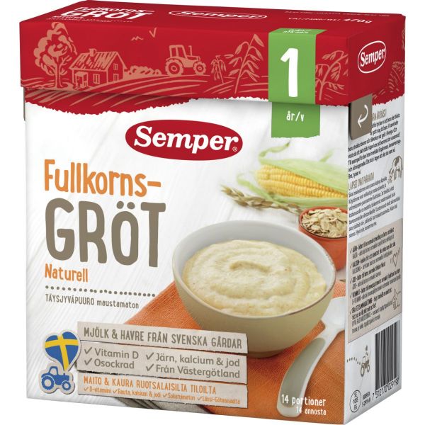Semper wholemeal porridge 470g 12 months natural 